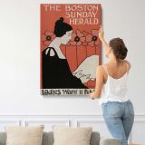 Boston Sunday Herald Woman Reading canvas print, displayed on a wall