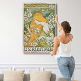 L'Ermitage Art Nouveau Woman by Paul Berthon canvas print, displayed on a wall