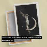 The Universal Favorite Crescent Moon Design canvas print, front and back view