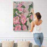 Prairie Rose Botanical Illustration canvas print, displayed on a wall