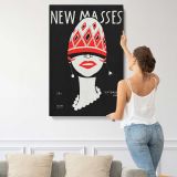 New Masses Red Hat Portrait by Frank Walts canvas print, displayed on a wall