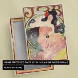 Job Woman in a Pink Dress by Alphonse Mucha canvas print, front and back view