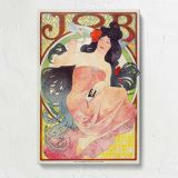 Job Woman in a Pink Dress by Alphonse Mucha canvas print, front view