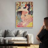 Job Woman in a Pink Dress by Alphonse Mucha canvas print, room display