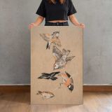 Finches Bird Study canvas print, held for scale