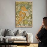L'Ermitage Floral Art Nouveau Design by Paul Berthon canvas print, room display