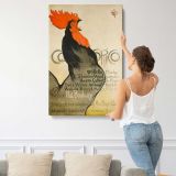 Cocorico Rooster Illustration canvas print, displayed on a wall