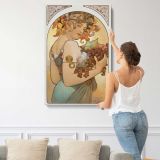 Fruit Art Nouveau Woman by Alphonse Mucha canvas print, displayed on a wall