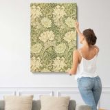 Chrysanthemum Floral Pattern by William Morris canvas print, displayed on a wall