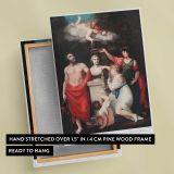 Flora Aesculapius Ceres and Cupid Honouring Linnaeus by Robert John Thornton canvas print, front and back view