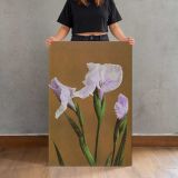 Purple Japanese Iris by Ogawa Kazumasa canvas print, held for scale