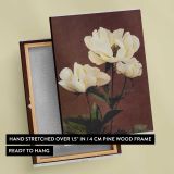 Cream Peony Flowers by Ogawa Kazumasa canvas print, front and back view