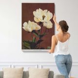 Cream Peony Flowers by Ogawa Kazumasa canvas print, displayed on a wall