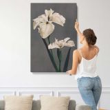 White Japanese Iris by Ogawa Kazumasa canvas print, displayed on a wall