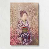 Geisha with Cherry Blossoms by Ogawa Kazumasa canvas print, front view
