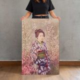 Geisha with Cherry Blossoms by Ogawa Kazumasa canvas print, held for scale