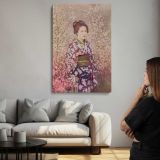 Geisha with Cherry Blossoms by Ogawa Kazumasa canvas print, room display