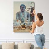 Bronze Buddha at Kamakura by Ogawa Kazumasa canvas print, displayed on a wall