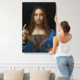 Salvator Mundi by Leonardo da Vinci canvas print, displayed on a wall