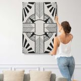 Circle and Cross Black and White Ornament by Samuel Jessurun de Mesquita canvas print, displayed on a wall