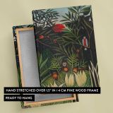 Monkeys and Parrot in the Virgin Forest by Henri Rousseau canvas print, front and back view