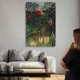 Monkeys and Parrot in the Virgin Forest by Henri Rousseau canvas print, room display