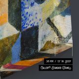 Composition with the Yellow Half-Moon and the Y by Paul Klee canvas print, canvas edge detail