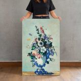 Rococo Vase with Flowers by Paul Cézanne canvas print, held for scale