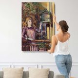 Girl with Birdcage by Paul Cézanne canvas print, displayed on a wall