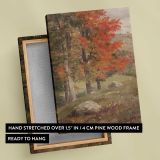 Woods in Autumn by Frederic Edwin Church canvas print, front and back view