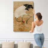 Sarus Crane in a Rice Field canvas print, displayed on a wall
