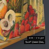 American Fruits and Flowers Vintage Still Life canvas print, canvas edge detail