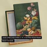 American Fruits and Flowers Vintage Still Life canvas print, front and back view
