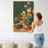 American Fruits and Flowers Vintage Still Life canvas print, displayed on a wall