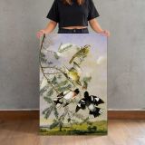 Rose-Breasted Grosbeaks canvas print, held for scale