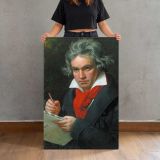 Beethoven Portrait canvas print, held for scale