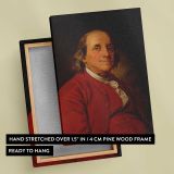 Benjamin Franklin Portrait canvas print, front and back view