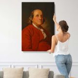 Benjamin Franklin Portrait canvas print, displayed on a wall