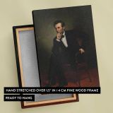 Abraham Lincoln Seated Portrait canvas print, front and back view