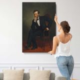 Abraham Lincoln Seated Portrait canvas print, displayed on a wall