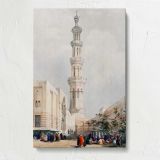 Minaret and Street Scene in Egypt by David Roberts canvas print, front view