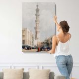 Minaret and Street Scene in Egypt by David Roberts canvas print, displayed on a wall