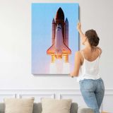 Discovery Space Shuttle Launch canvas print, displayed on a wall