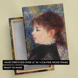 Young Woman with a Rose by Pierre-Auguste Renoir canvas print, front and back view