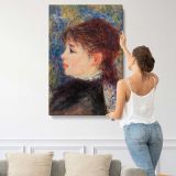 Young Woman with a Rose by Pierre-Auguste Renoir canvas print, displayed on a wall