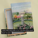 Flower Garden and House canvas print, front and back view