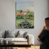 Flower Garden and House canvas print, room display