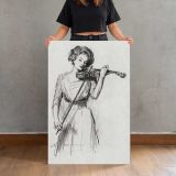 The Sweetest Story Ever Told Woman with a Violin by Charles Dana Gibson canvas print, held for scale
