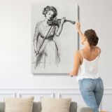 The Sweetest Story Ever Told Woman with a Violin by Charles Dana Gibson canvas print, displayed on a wall