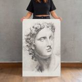 Classical Male Head Drawing by Johannes Tavenraat canvas print, held for scale